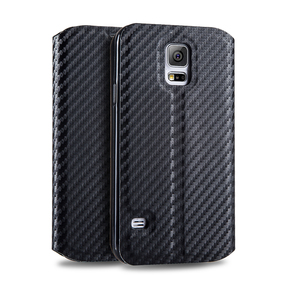 Samsung Galaxy S5 Premium Synthetic Leather Folio Case with Stand Function & Suction Cup Closure