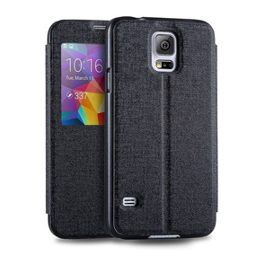 Samsung Galaxy S5 Premium Synthetic Leather View Folio Case with Stand Feature