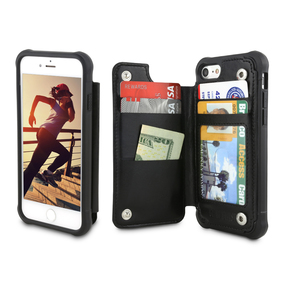 Rugged TopView Dual Rear Folio Wallet Case - ID, Cash & 3 Card Slots For iPhone 7 or iPhone 7 Plus